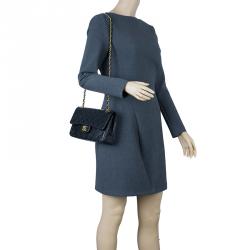 Pre Owned حقيبة شانيل فينتيدج كلاسيك جلد خروف اسود مبطن بقلاب مزدوج