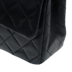 Pre Owned حقيبة شانيل فينتيدج كلاسيك جلد خروف اسود مبطن بقلاب مزدوج