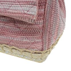 Pre Owned Chanel Pink Quilted Tweed Espadrille Chain Flap Bag