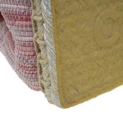 Pre Owned Chanel Pink Quilted Tweed Espadrille Chain Flap Bag