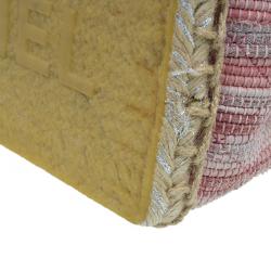 Pre Owned Chanel Pink Quilted Tweed Espadrille Chain Flap Bag