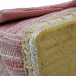 Pre Owned Chanel Pink Quilted Tweed Espadrille Chain Flap Bag