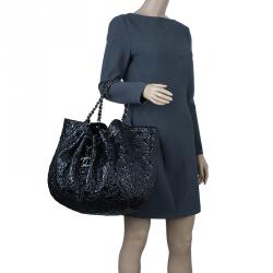 Pre Owned Chanel Black Patent Leather Rock In Moscow Cabas Hobo Bag