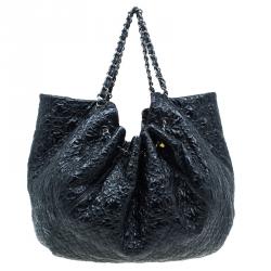 Pre Owned Chanel Black Patent Leather Rock In Moscow Cabas Hobo Bag