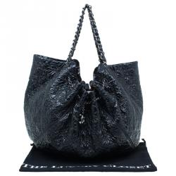 Pre Owned Chanel Black Patent Leather Rock In Moscow Cabas Hobo Bag
