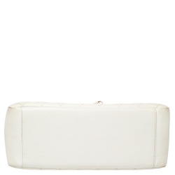 Pre Owned Chanel White Quilted Caviar Leather Grand Shopper Tote