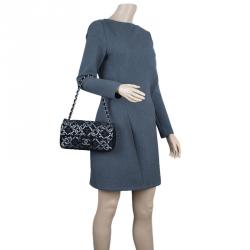 Pre Owned Chanel Black/Silver Tweed Cruise Collection Chain Flap Bag