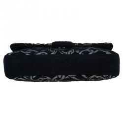 Pre Owned Chanel Black/Silver Tweed Cruise Collection Chain Flap Bag