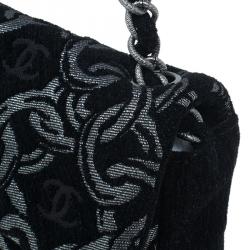 Pre Owned Chanel Black/Silver Tweed Cruise Collection Chain Flap Bag