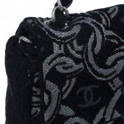 Pre Owned Chanel Black/Silver Tweed Cruise Collection Chain Flap Bag
