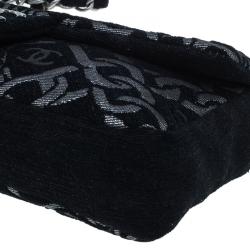 Pre Owned Chanel Black/Silver Tweed Cruise Collection Chain Flap Bag
