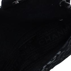 Pre Owned Chanel Black/Silver Tweed Cruise Collection Chain Flap Bag