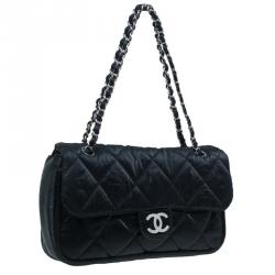 Pre Owned Chanel Black Washed Leather Shoulder Flap Bag