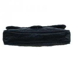 Pre Owned Chanel Black Washed Leather Shoulder Flap Bag