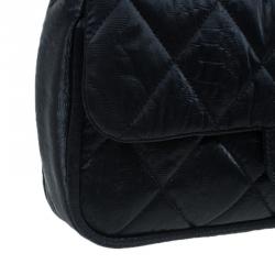 Pre Owned Chanel Black Washed Leather Shoulder Flap Bag
