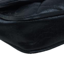 Pre Owned Chanel Black Washed Leather Shoulder Flap Bag