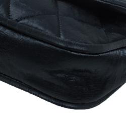 Pre Owned Chanel Black Washed Leather Shoulder Flap Bag