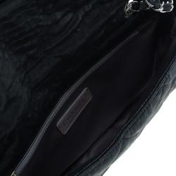 Pre Owned Chanel Black Washed Leather Shoulder Flap Bag