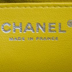 Pre Owned Chanel Yellow Quilted Lambskin Leather Classic Maxi Single Flap Bag
