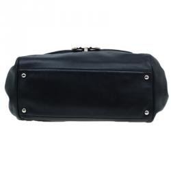 Pre Owned حقيبة يد شانيل طية أكورديون سنسيوال جلد ناعم أسود