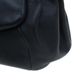 Pre Owned حقيبة يد شانيل طية أكورديون سنسيوال جلد ناعم أسود