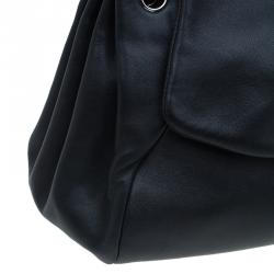 Pre Owned حقيبة يد شانيل طية أكورديون سنسيوال جلد ناعم أسود