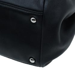 Pre Owned حقيبة يد شانيل طية أكورديون سنسيوال جلد ناعم أسود