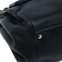 Pre Owned حقيبة يد شانيل طية أكورديون سنسيوال جلد ناعم أسود