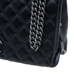 Pre Owned Chanel Black Quilted Goatskin Leather City Rock Flap Bag