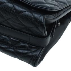 Pre Owned Chanel Black Quilted Goatskin Leather City Rock Flap Bag