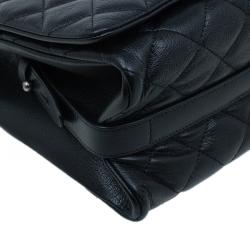 Pre Owned Chanel Black Quilted Goatskin Leather City Rock Flap Bag