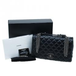 Pre Owned Chanel Black Quilted Goatskin Leather City Rock Flap Bag