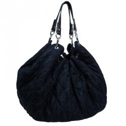 Pre Owned Chanel Black Denim XL Coco Cabas Spirit Hobo Bag