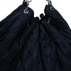 Pre Owned Chanel Black Denim XL Coco Cabas Spirit Hobo Bag