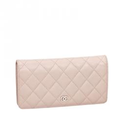 Pre Owned محفظة كونتيننتال شانيل CC جلد مبطن وردي