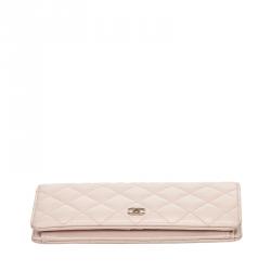 Pre Owned محفظة كونتيننتال شانيل CC جلد مبطن وردي