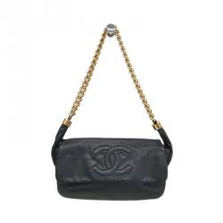 Pre Owned Chanel Black Calfskin Flap CC Chain Shoulder Bag 
