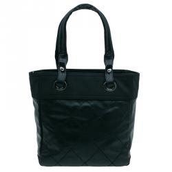 Pre Owned حقيبة شوبنغ شانيل بتيت باريس بيارتز تقسيمات كانفاس مقوى أسود