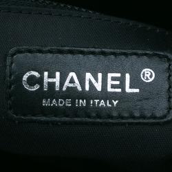 Pre Owned حقيبة شوبنغ شانيل بتيت باريس بيارتز تقسيمات كانفاس مقوى أسود