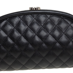 Pre Owned Chanel Black Quilted Caviar Leather Timeless Clutch