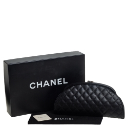 Pre Owned Chanel Black Quilted Caviar Leather Timeless Clutch