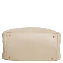 مملوكة مسبقًا Chanel Beige/Black Quilted Leather In The Mix Shopping Tote 