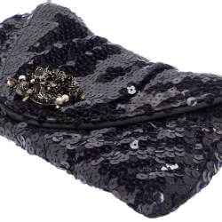 Pre Owned حقيبة كلتش شانيل هاف مون سي سي ترتر كحلي