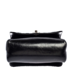 Pre Owned Chanel Black Glazed Quilted Leather CC Double Sided Flap Top Handle Bag