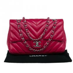 مملوكة مسبقًا حقيبة يد شانيل طية أمامية كلاسيك تقسيمات شيفرون جلد متوسطة 