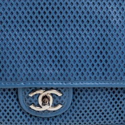 مملوكة مسبقًا Chanel Blue Perforated Leather Up in the Air Flap Bag