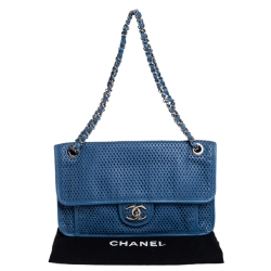 مملوكة مسبقًا Chanel Blue Perforated Leather Up in the Air Flap Bag