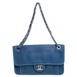 مملوكة مسبقًا Chanel Blue Perforated Leather Up in the Air Flap Bag