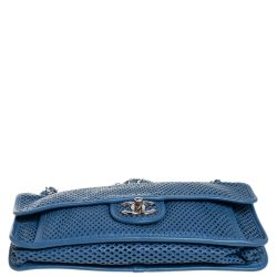 مملوكة مسبقًا Chanel Blue Perforated Leather Up in the Air Flap Bag