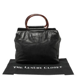 مملوكة مسبقًا حقيبة يد توتس شانيل حلقة تورتويس سي سي جلد سوفت أسود 